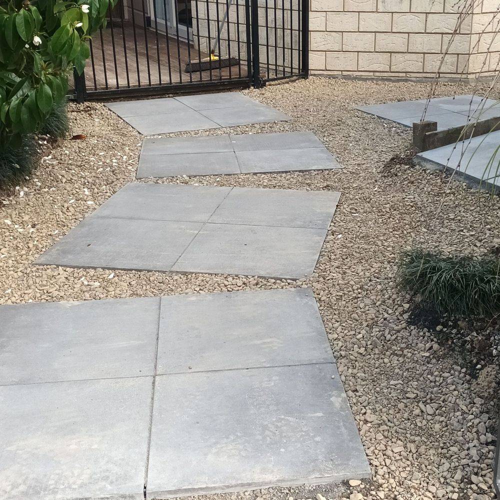 Decorative pavers and stone pathway installation